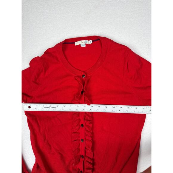 Boden Bernadette red wool blend ruffle cardigan sweater womens size M - Picture 7 of 8